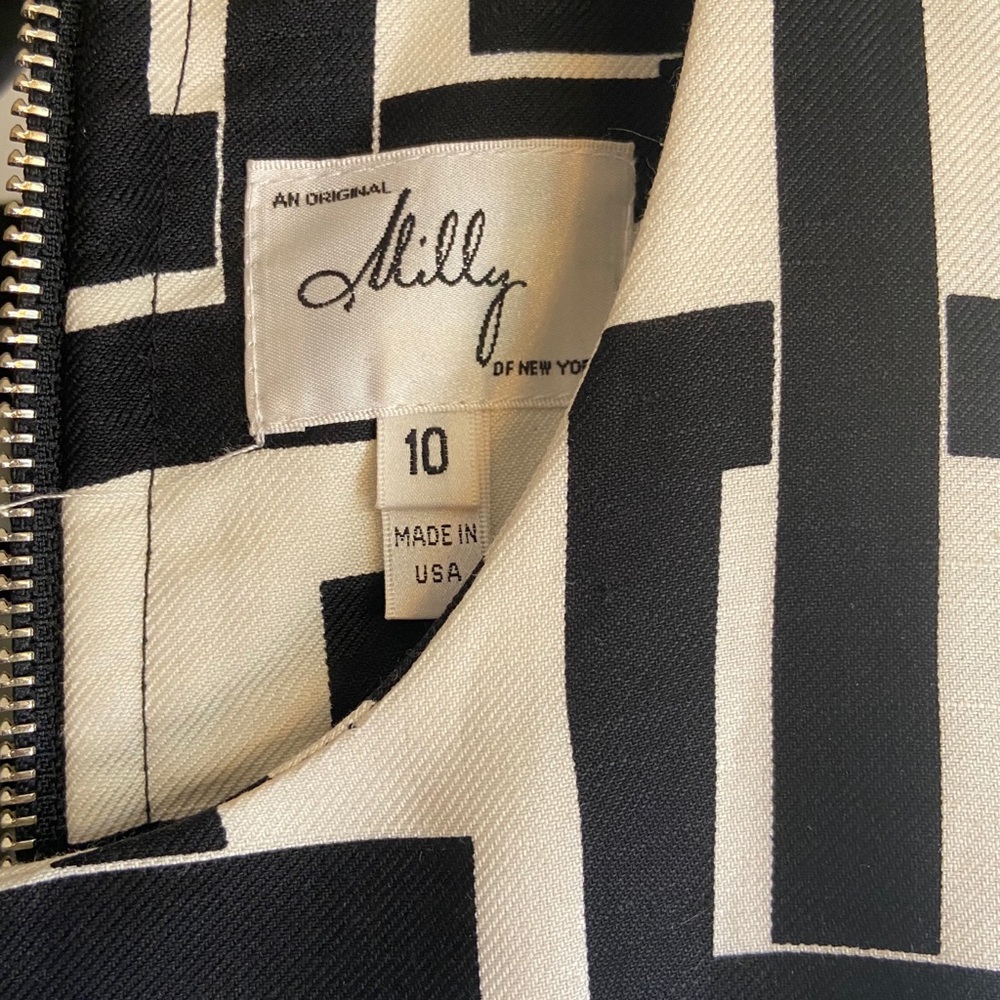MILLY - NWT Geometric Silk & Linen Dress - 10 - Picture 3 of 6